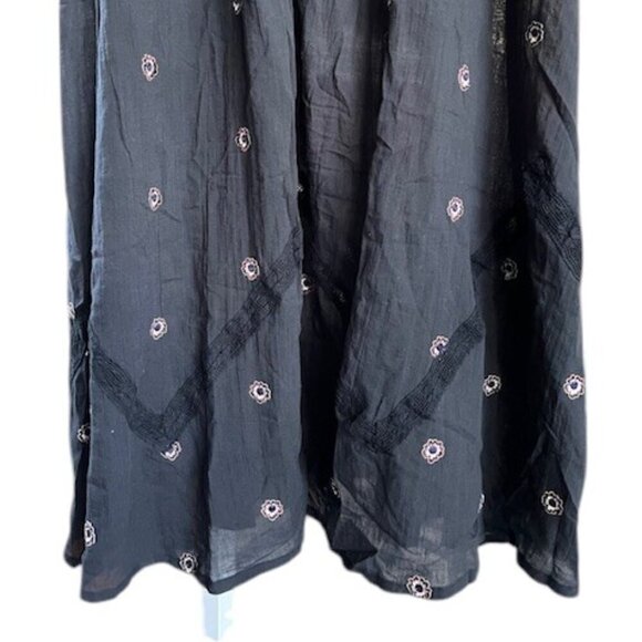 Free People Chasin Spring Maxi Bodysuit Black Dress Button Floral Embroidered S - Picture 11 of 16